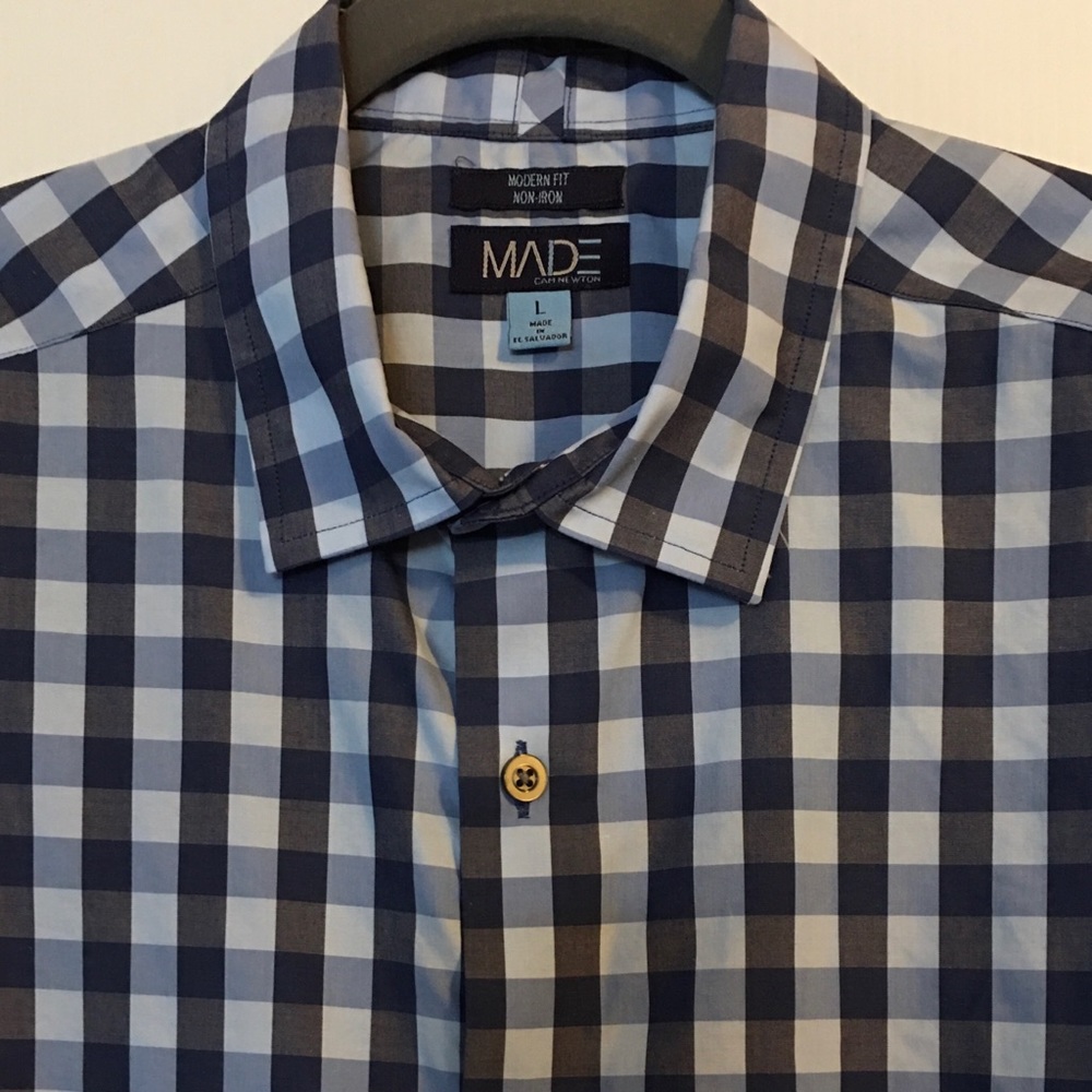 MADE Blue Check Dress Shirt by Cam Newton